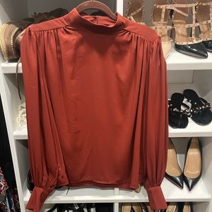Express long sleeve burnt orange/rust color shirt-size S